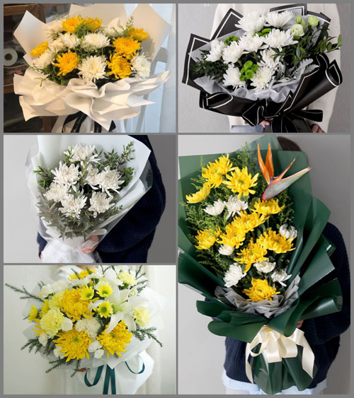 山东莱芜莱城区苗山镇小山前村白事花束代送